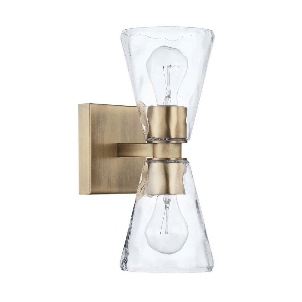 60W 2-Light Medium E-26 Incandescent Wall Sconce In Aged Brass Indoor Lighting Aged Brass