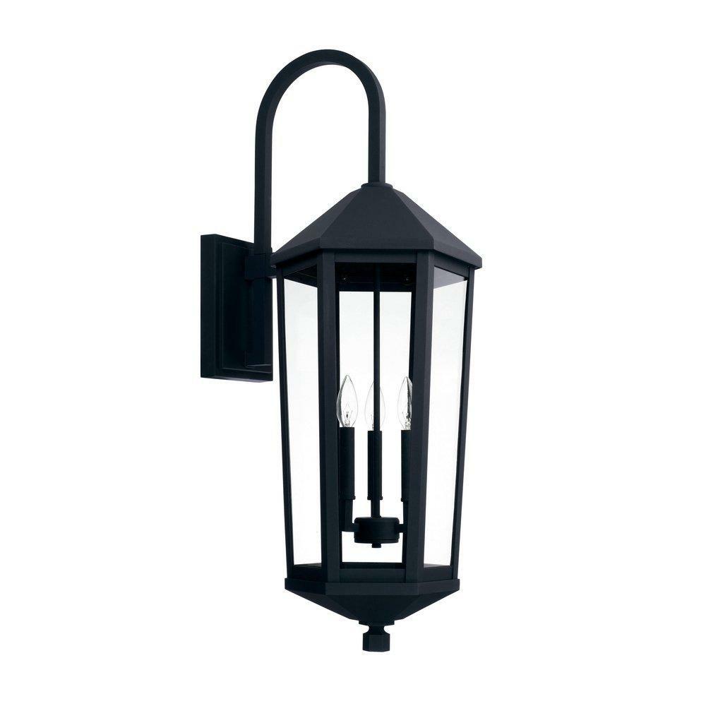 60W 3-Light Candelabra E-12 Incandescent Outdoor Wall Sconce In Black Outdoor Lighting Black