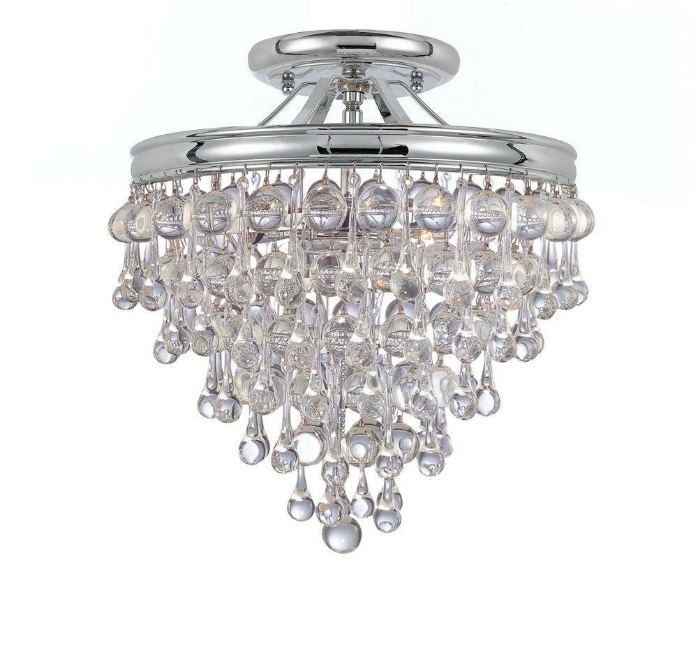 60W 3-Light Candelabra E-12 Incandescent Semi-Flush Mount Ceiling Fixture In Polished Chrome Ceiling Lighting Polished Chrome