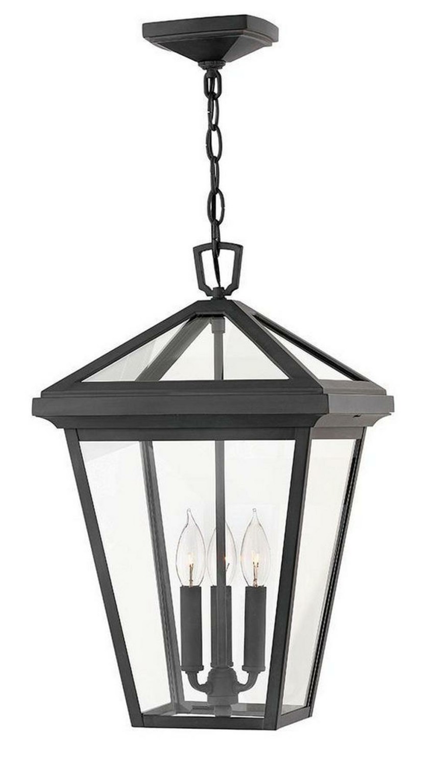 60W 3-Light Candelabra E-12 Outdoor Pendant In Museum Black Outdoor Lighting Museum Black