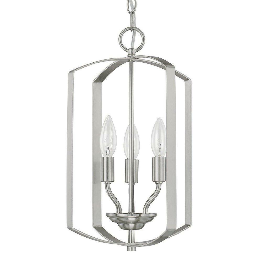 60W 3-Light Foyer Fixture In Brushed Nickel Foyer Lighting Brushed Nickel