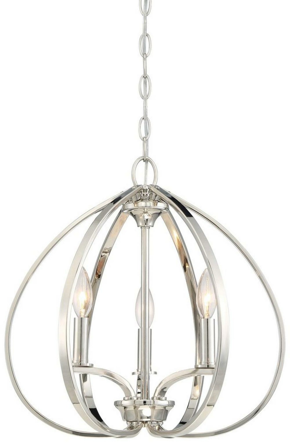 60W 3-Light Incandescent Pendant In Polished Nickel Indoor Lighting Polished Nickel