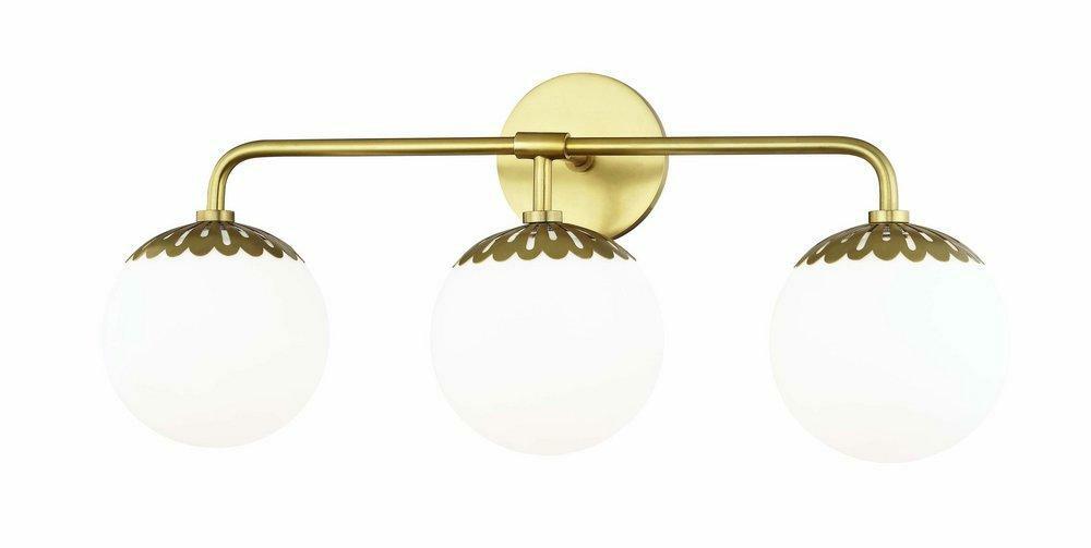 60W 3-Light Medium E-26 Incandescent Vanity Fixture In Aged Brass Bathroom Lighting Aged Brass