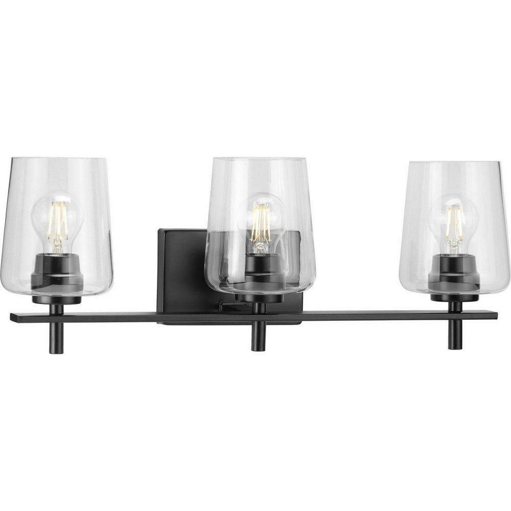 60W 3-Light Medium E-26 Vanity Fixture In Matte Black Bathroom Lighting Matte Black