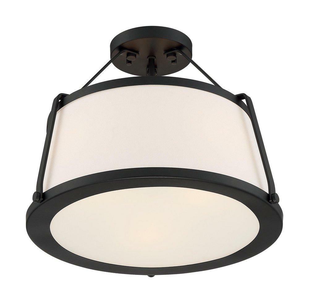 60W 3-Light Medium Incandescent Semi-Flush Mount Ceiling Fixture In Matte Black Ceiling Lighting Matte Black