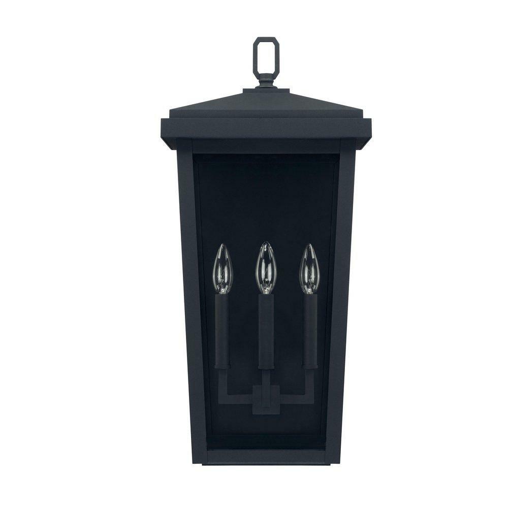 60W 3-Light Outdoor Wall Lantern In Black Outdoor Lighting Black