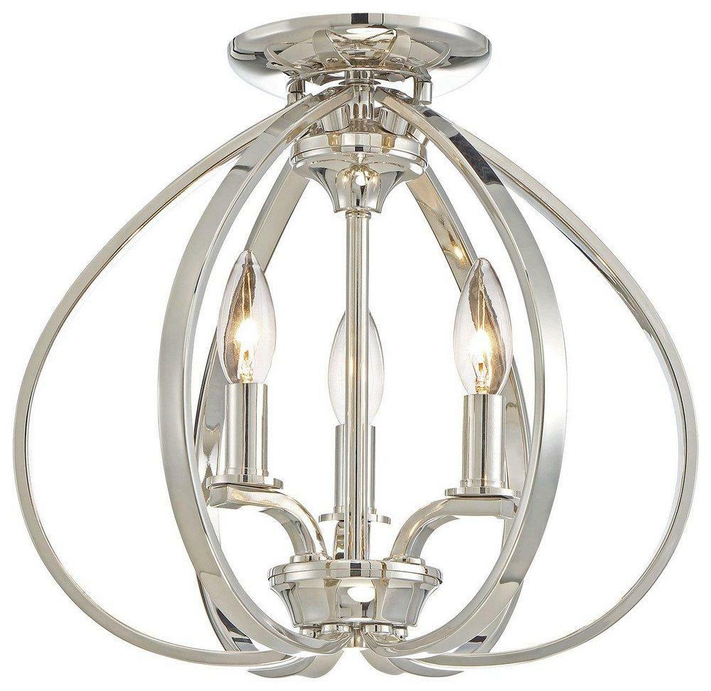 60W 3-Light Semi-Flushmount Ceiling Fixture In Polished Nickel Ceiling Lighting Polished Nickel