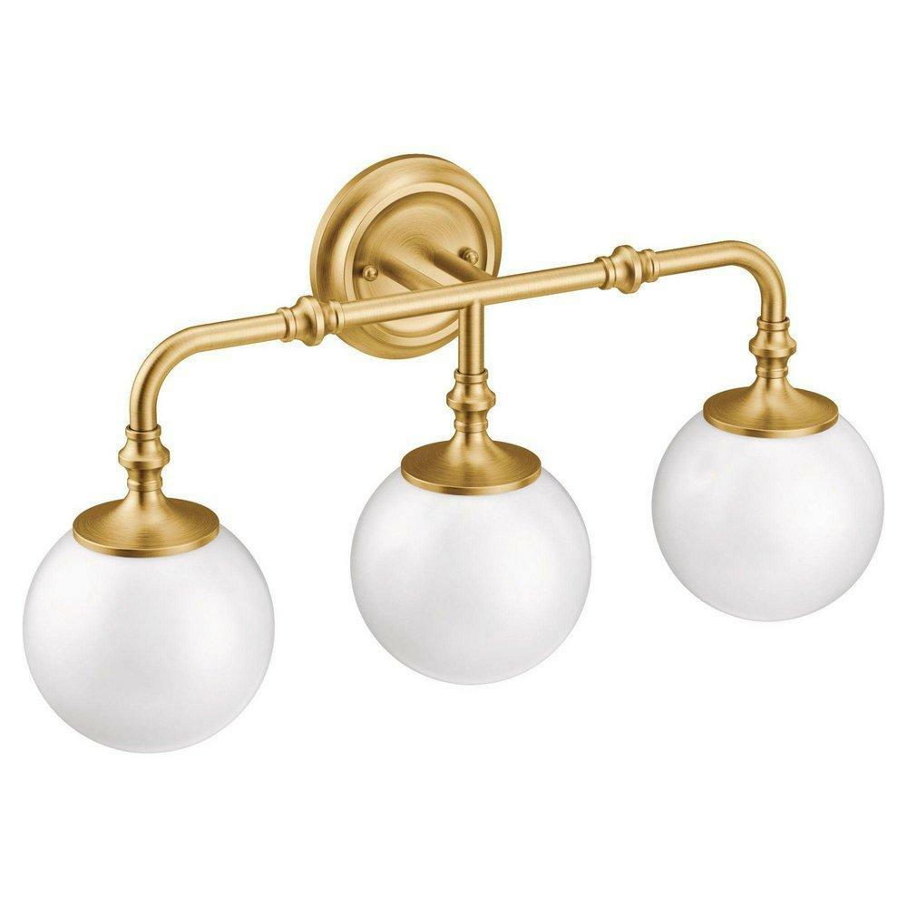 60W 3-Light Vanity Fixture In Brushed Gold Bathroom Lighting Brushed Gold