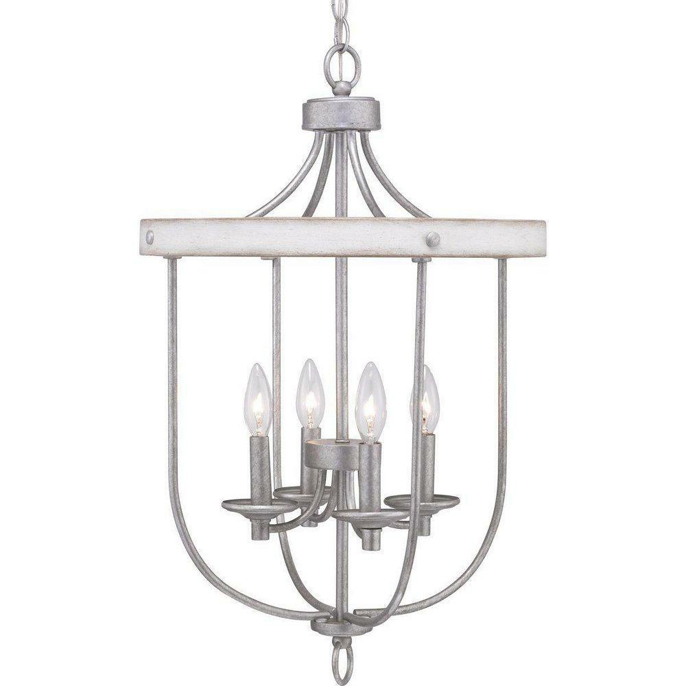 60W 4-Light Candelabra E-12 Incandescent Foyer Light In Galvanized Foyer Lighting Galvanized