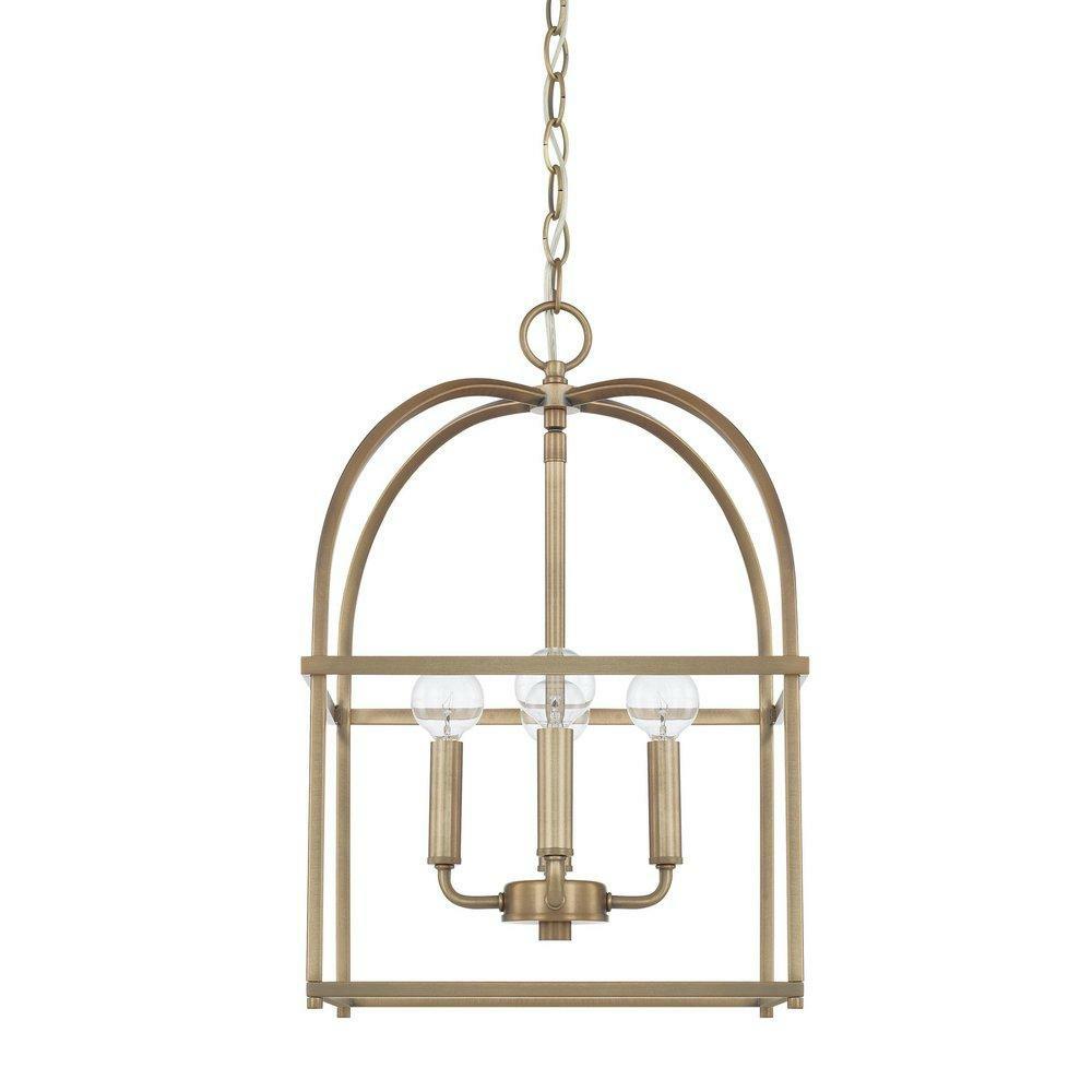 60W 4-Light Candelabra E-12 Incandescent Foyer Lighting In Aged Brass Foyer Lighting Aged Brass