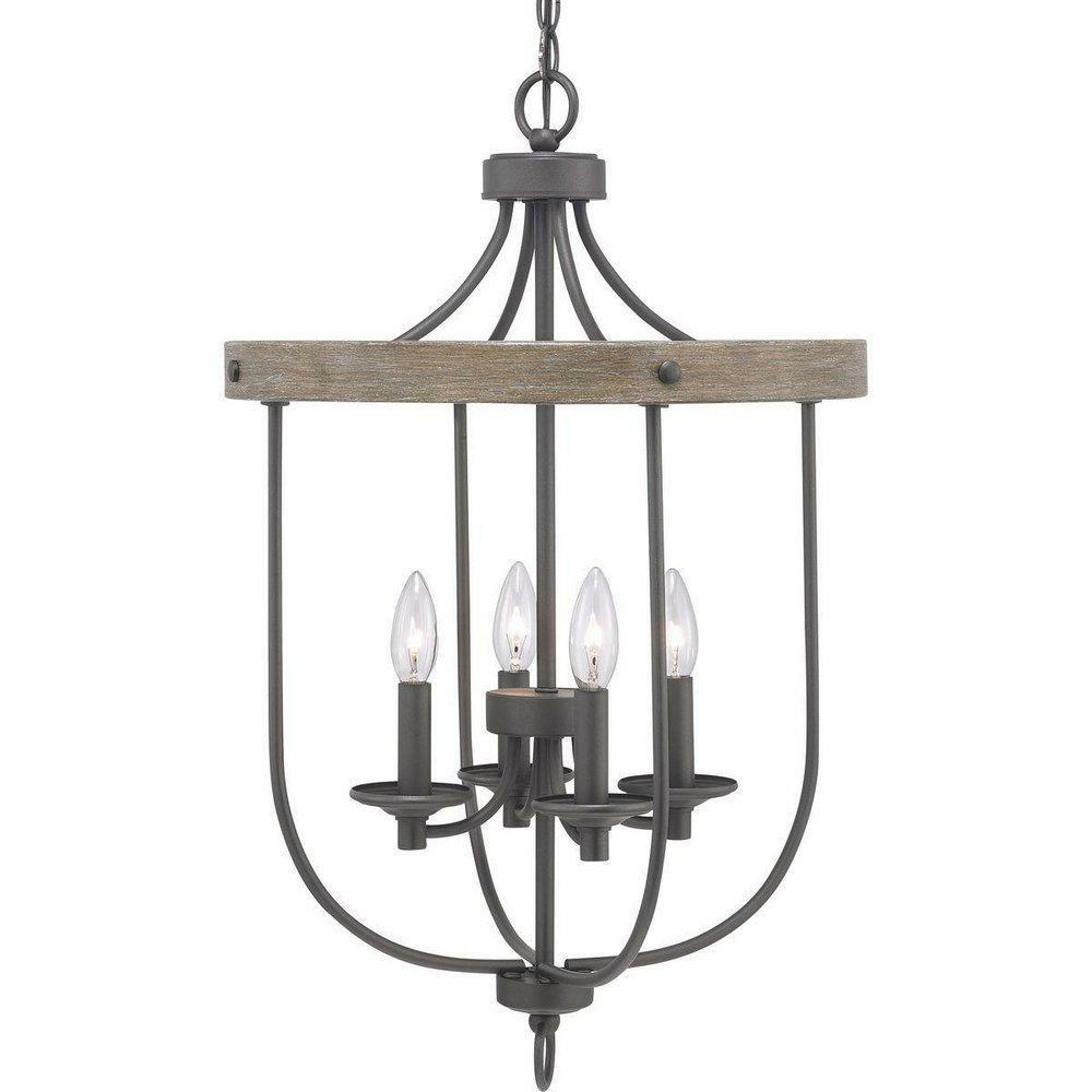 60W 4-Light Candelabra E-12 Incandescent Foyer Lighting In Graphite Foyer Lighting Graphite