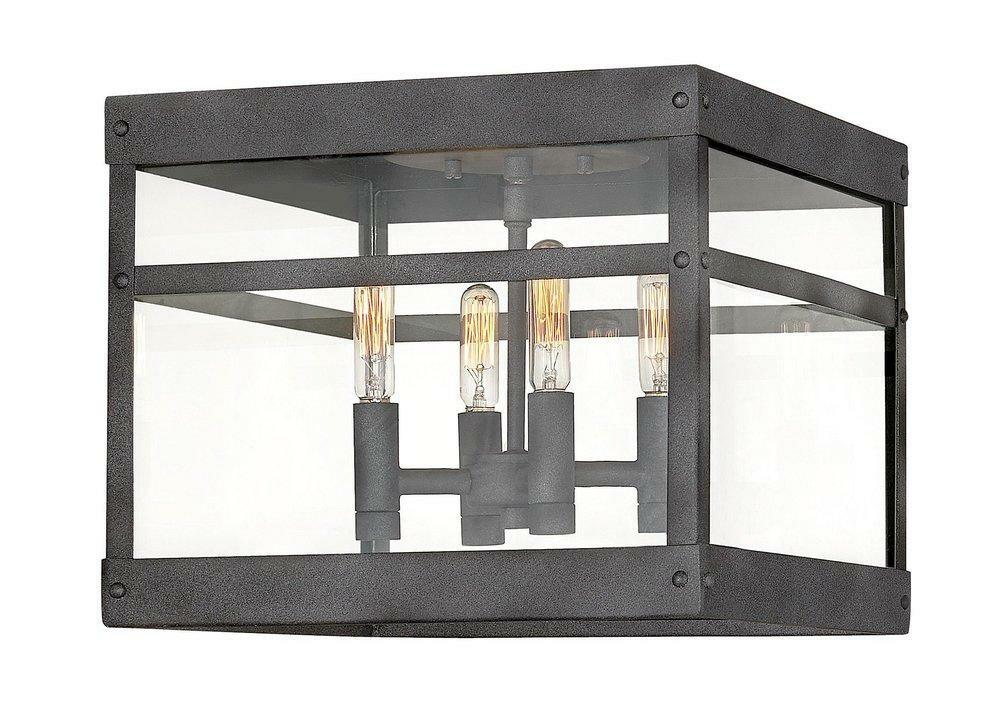 60W 4-Light Candelabra E-12 Incandescent Outdoor Ceiling Fixture In Aged Zinc Outdoor Ceiling Lighting Aged Zinc