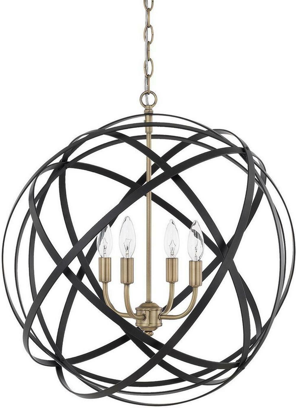 60W 4-Light Candelabra E-12 Incandescent Pendant In Aged Brass Indoor Lighting Aged Brass