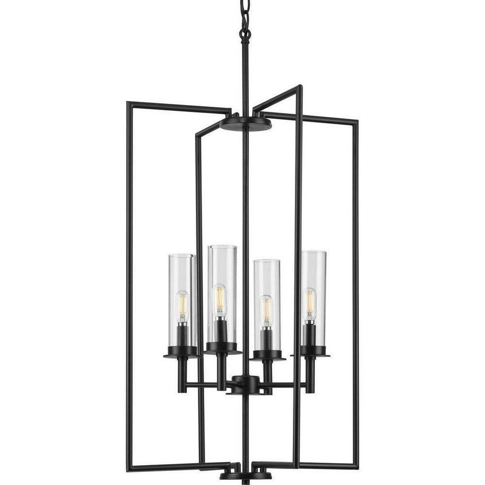 60W 4-Light Candelabra E-12 Incandescent Pendant Light In Matte Black Indoor Lighting Matte Black