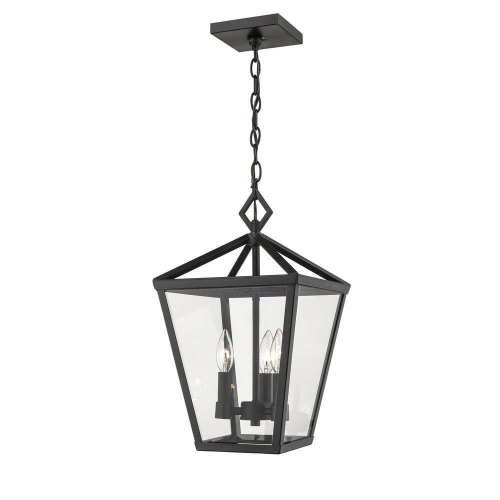 60W 4-Light Candelabra E-12 Outdoor Pendant In Powder Coat Black Outdoor Lighting Powder Coat Black