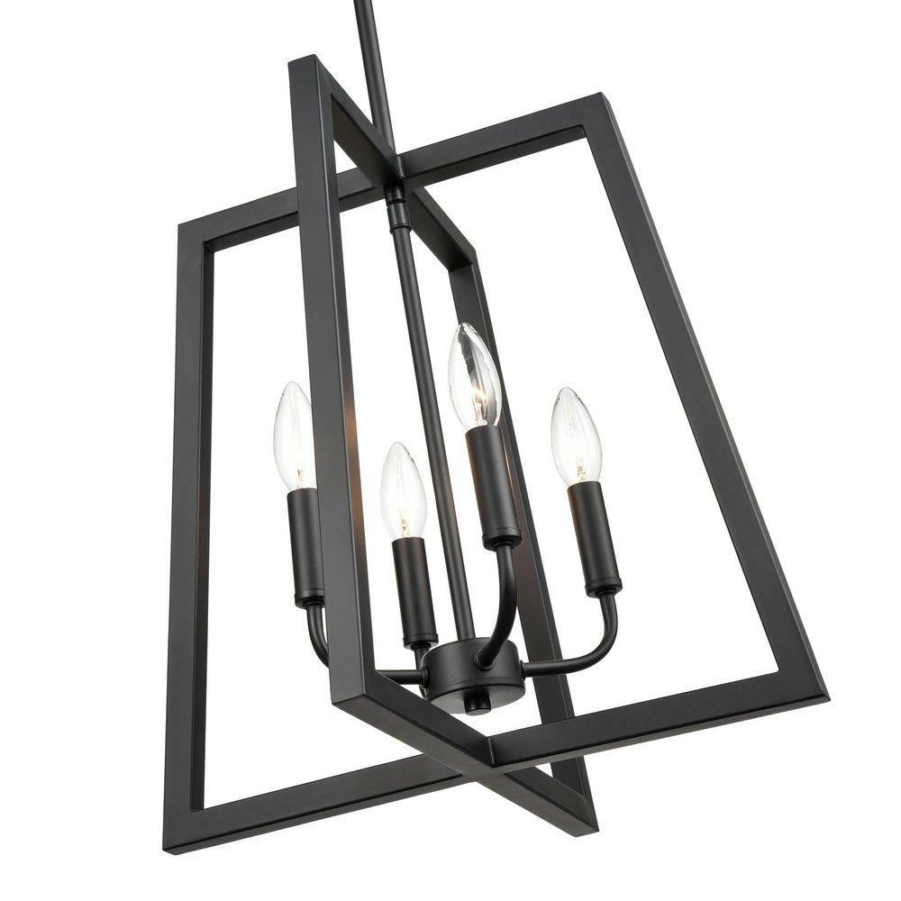 60W 4-Light Candelabra E-12 Pendant In Matte Black Indoor Lighting Matte Black