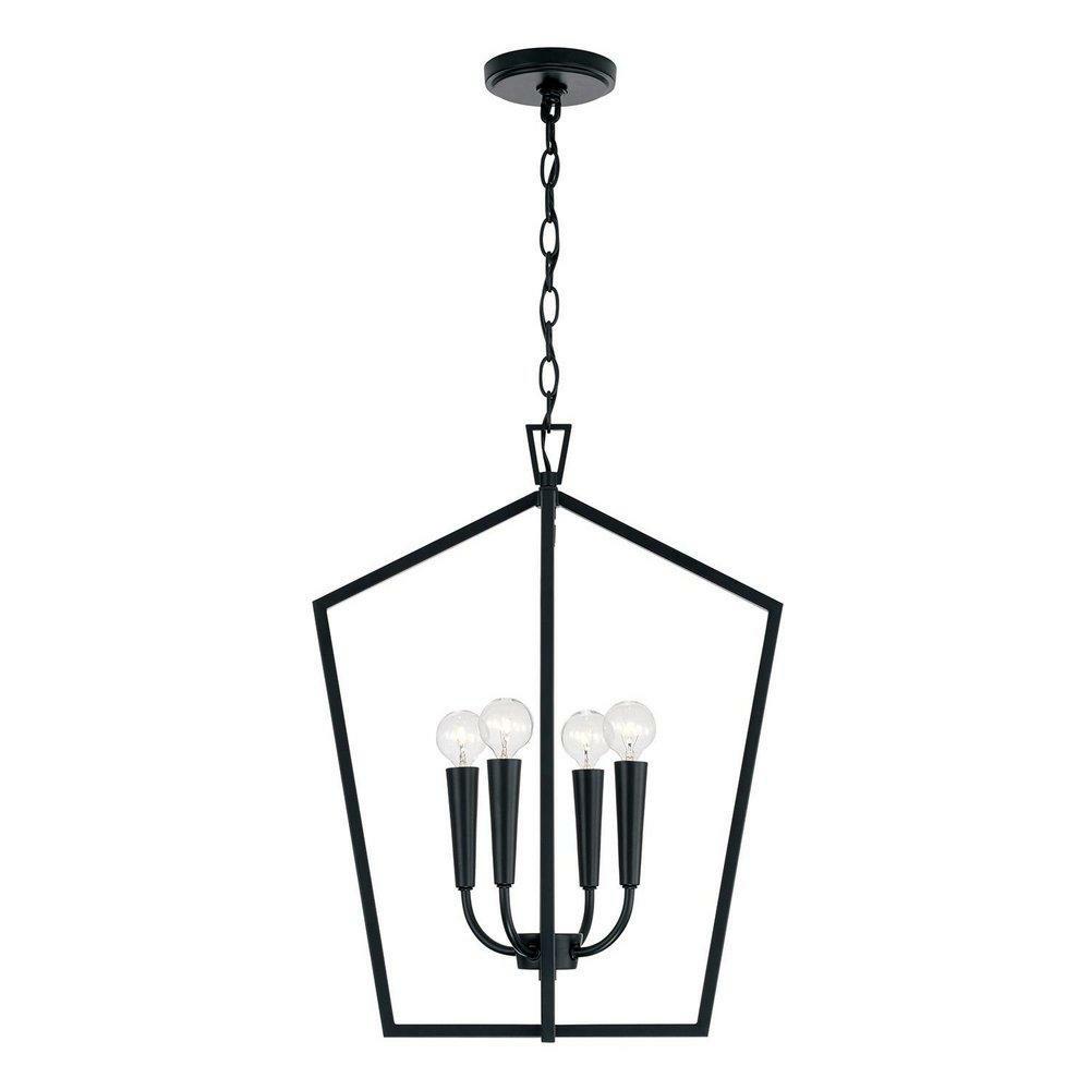 60W 4-Light Candelabra Foyer Lighting In Matte Black Foyer Lighting Matte Black