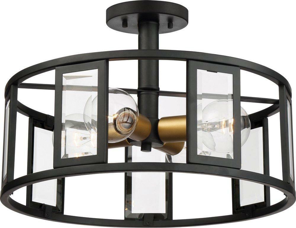 60W 4-Light Medium E-26 Incandescent Semi-Flush Mount Ceiling Fixture In Black Ceiling Lighting Midnight Bronze