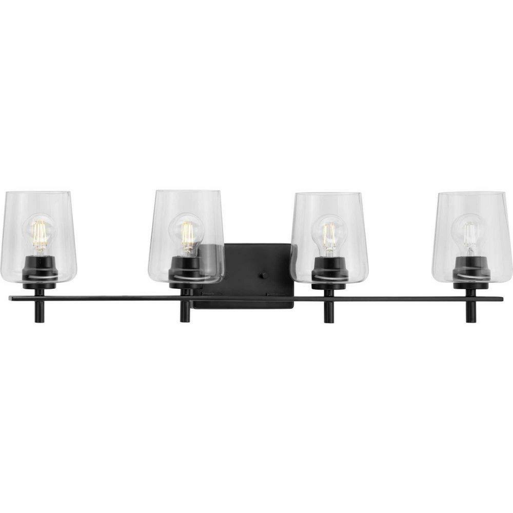 60W 4-Light Medium E-26 Vanity Fixture In Matte Black Bathroom Lighting Matte Black