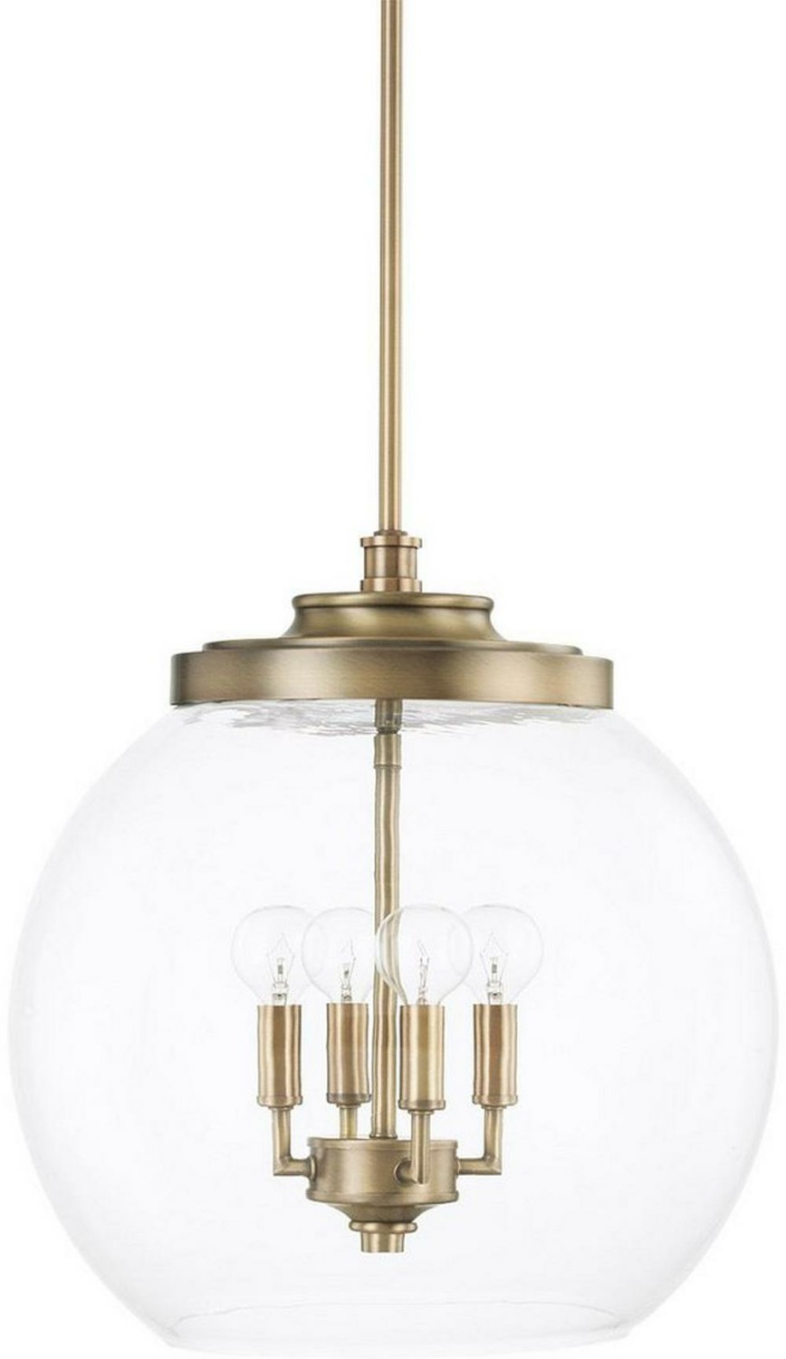 60W 4-Light Pendant In Aged Brass Indoor Lighting Aged Brass