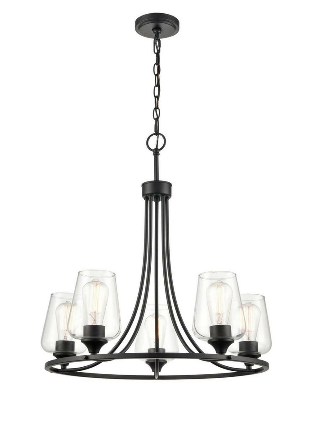 60W 5-Light Medium E-26 Chandelier In Matte Black Chandeliers Matte Black