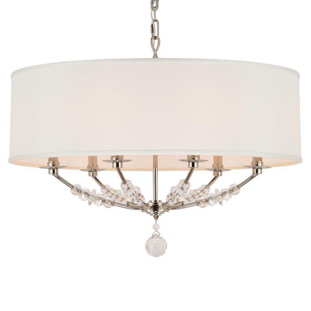 60W 6-Light Candelabra E-12 Base Chandelier In Polished Nickel Chandeliers Polished Nickel