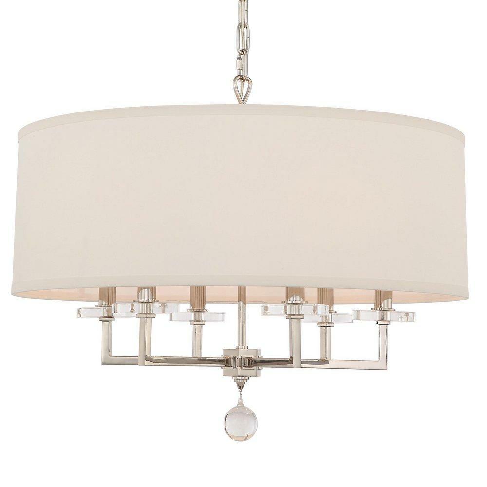 60W 6-Light Candelabra E-12 Chandelier In Polished Nickel Chandeliers Polished Nickel