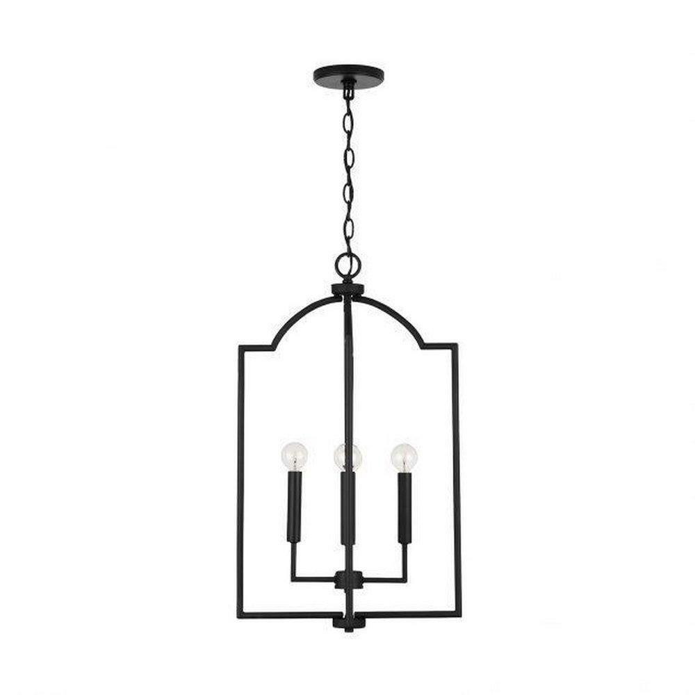 60W 6-Light Candelabra E-12 Foyer Lighting In Matte Black Foyer Lighting Matte Black