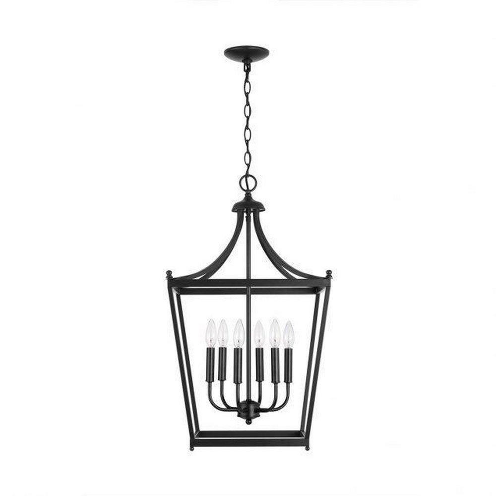 60W 6-Light Candelabra E-12 Foyer Lighting In Matte Black Foyer Lighting Matte Black