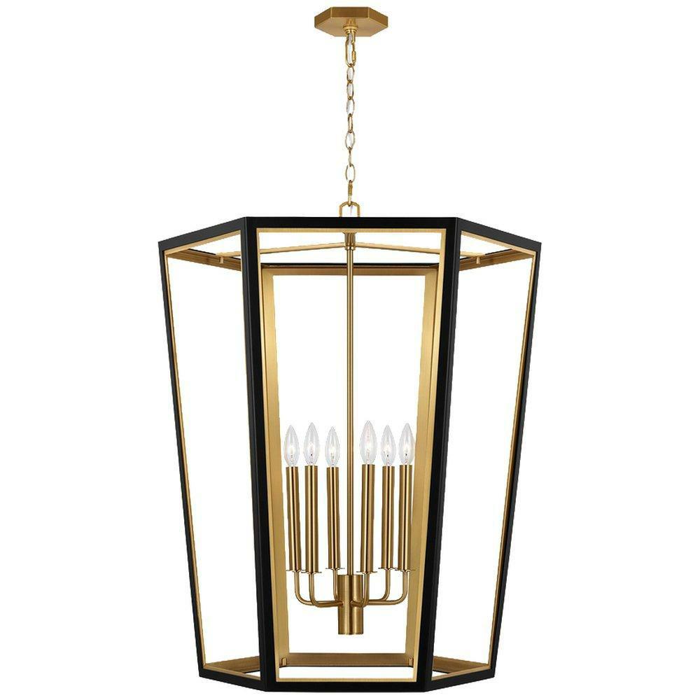 60W 6-Light Candelabra E-12 Pendant Light In Midnight Black Indoor Lighting Midnight Black