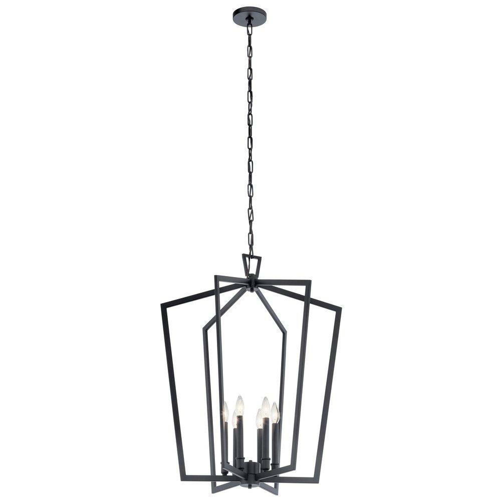 60W 6-Light Incandescent Chandelier In Black Foyer Lighting Black