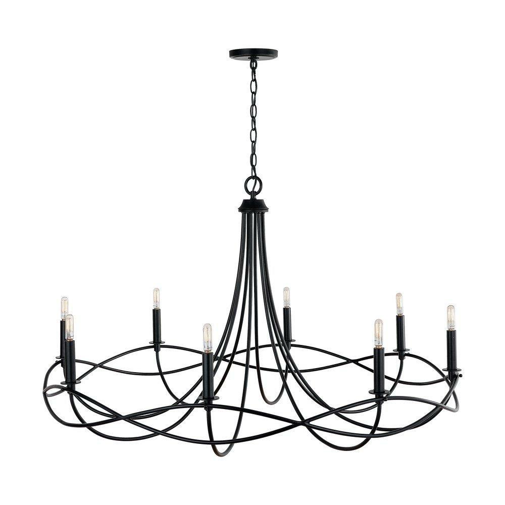 60W 8-Light Candelabra E-12 Incandescent Chandelier In Matte Black Chandeliers Matte Black