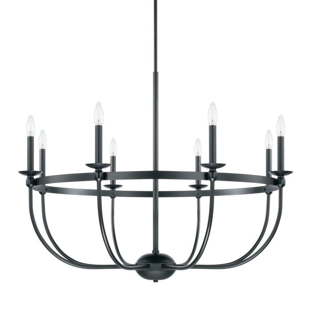 60W 8-Light Candelabra E-12 Incandescent Chandelier In Matte Black Chandeliers Matte Black