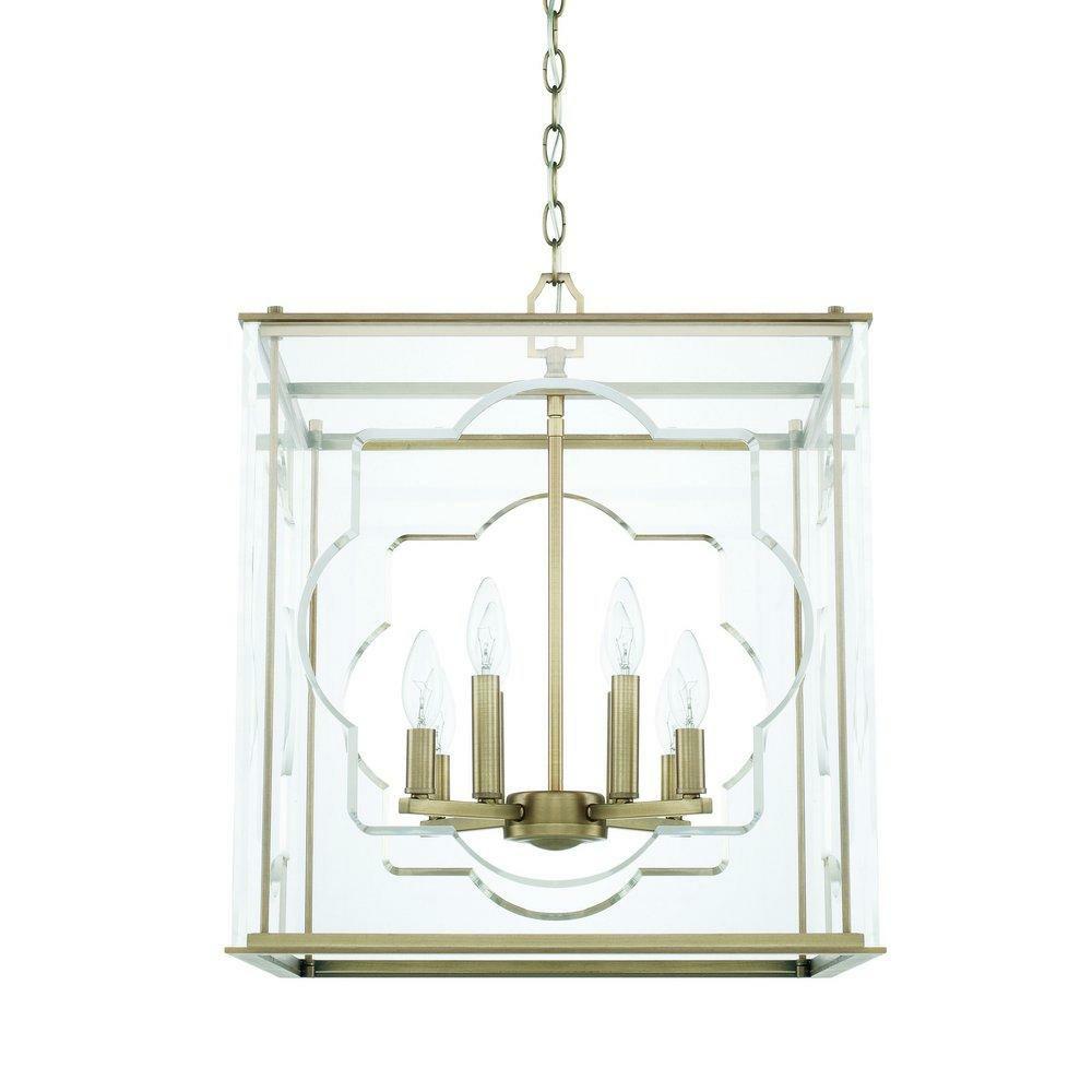 60W 8-Light Candelabra E-12 Incandescent Foyer Lighting In Aged Brass Foyer Lighting Aged Brass