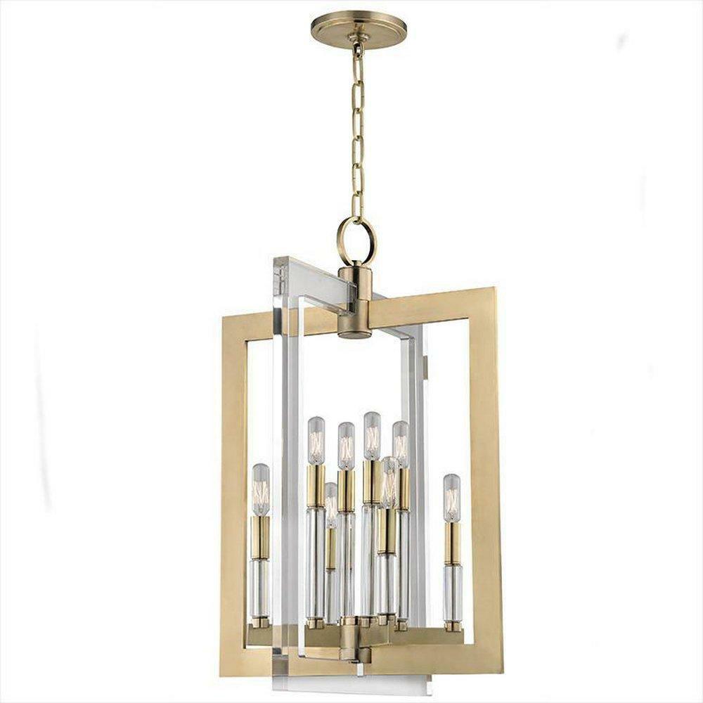 60W 8-Light Candelabra E-12 Incandescent Pendant In Aged Brass Indoor Lighting Aged Brass