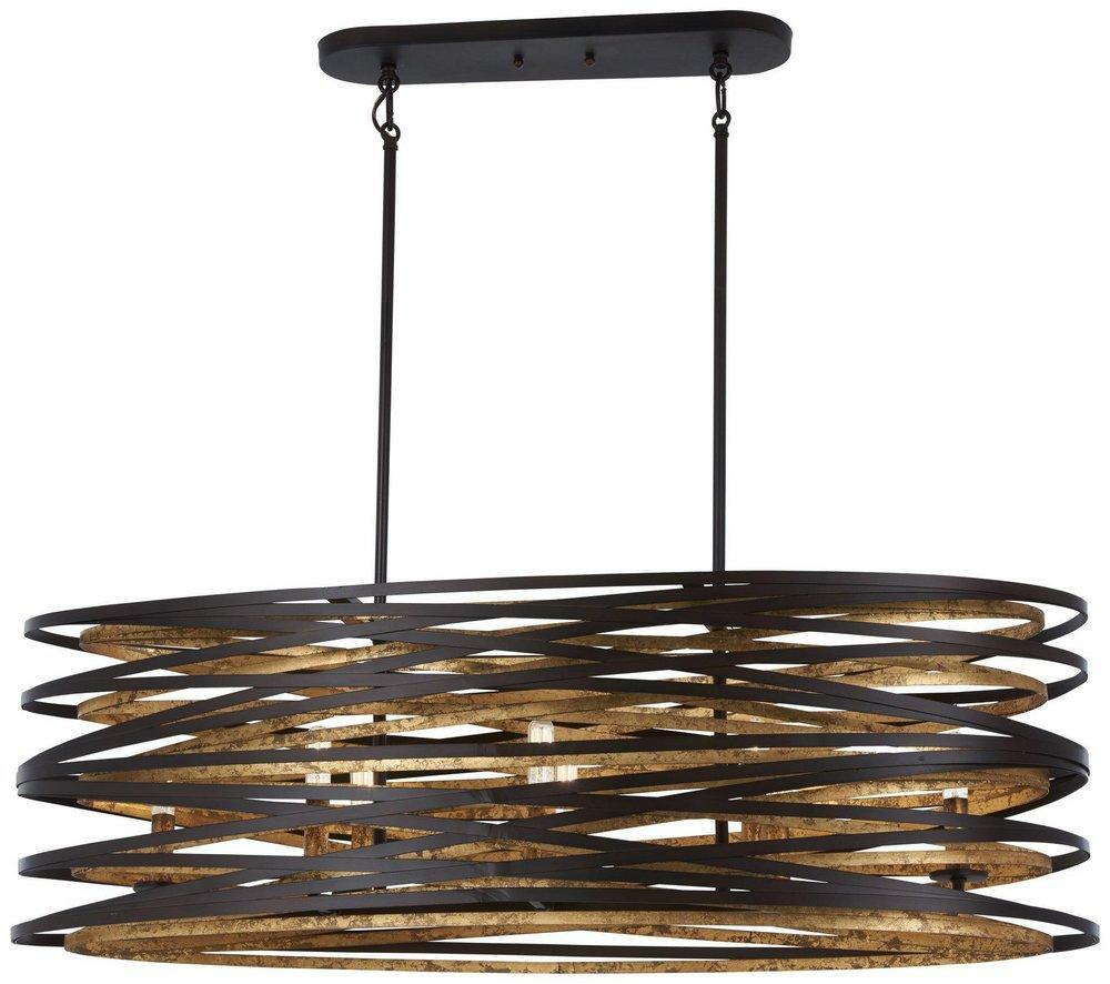 60W 8-Light Candelabra E-12 Incandescent Pendant In Dark Bronze With Mosaic Gold Indoor Lighting Dark Bronze/Mosaic Gold