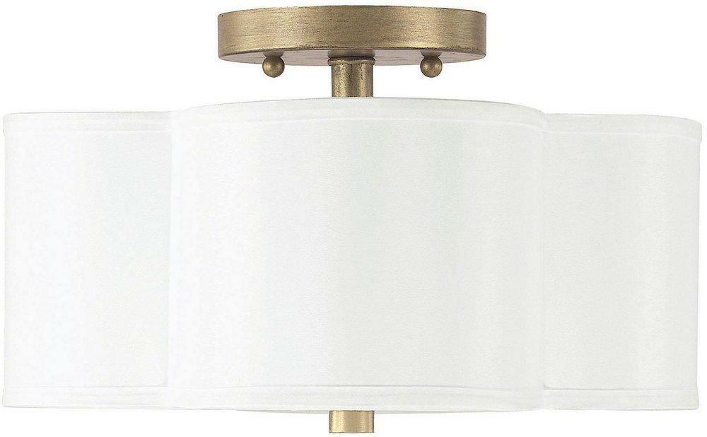 7-1/4 In. 60W 2-Light Medium E-26 Incandescent Ceiling Light With Glass Diffuser Glass In Brushed Gold Ceiling Lighting Brushed Gold