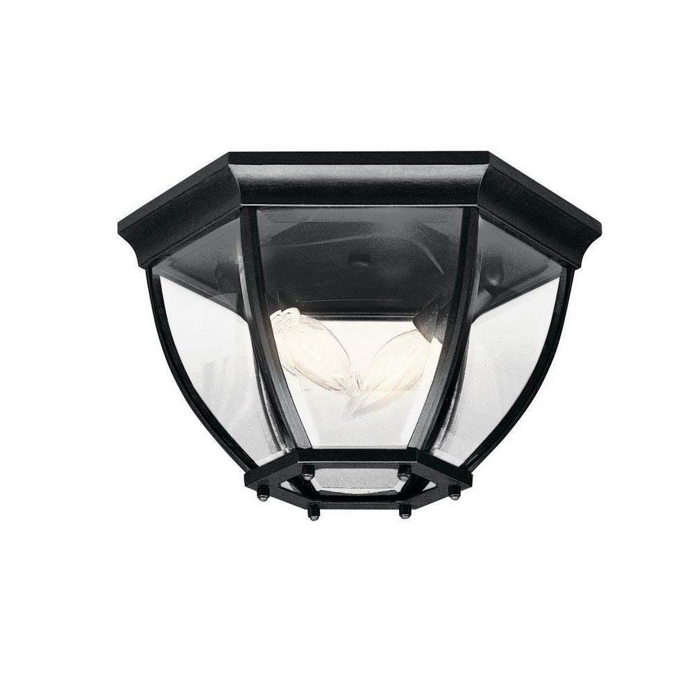 7 In. 2-Light Outdoor Flushmount Fixture In Black Outdoor Ceiling Lighting Black