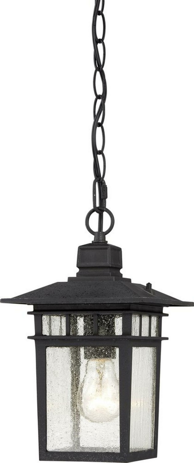 7 X 12 In. 100W 1-Light Ceiling Mount Medium E-26 Incandescent Outdoor Hanging Lantern In Textured Black Outdoor Lighting Textured Black