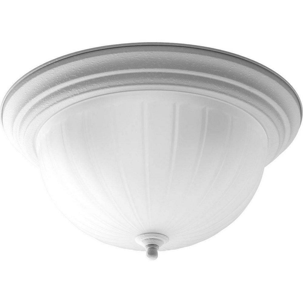 75 W 3-Light Medium Flush Mount Ceiling Fixture In White Ceiling Lighting White