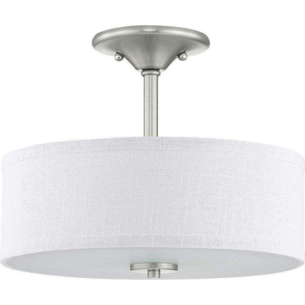 75W 2-Light Medium E-26 Incandescent Semi-Flush Mount Ceiling Fixture In Brushed Nickel Ceiling Lighting Brushed Nickel