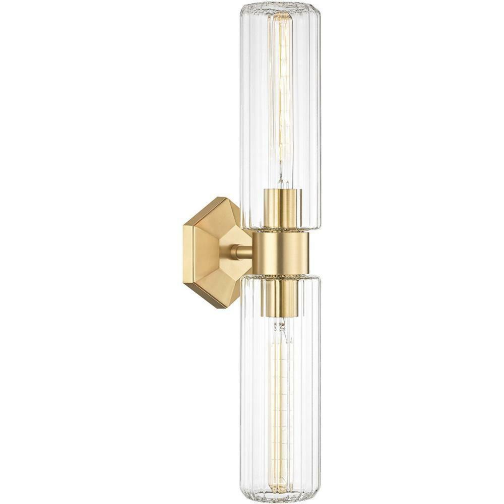 75W 2-Light Medium E-26 Incandescent Wall Sconce In Aged Brass Indoor Lighting Aged Brass