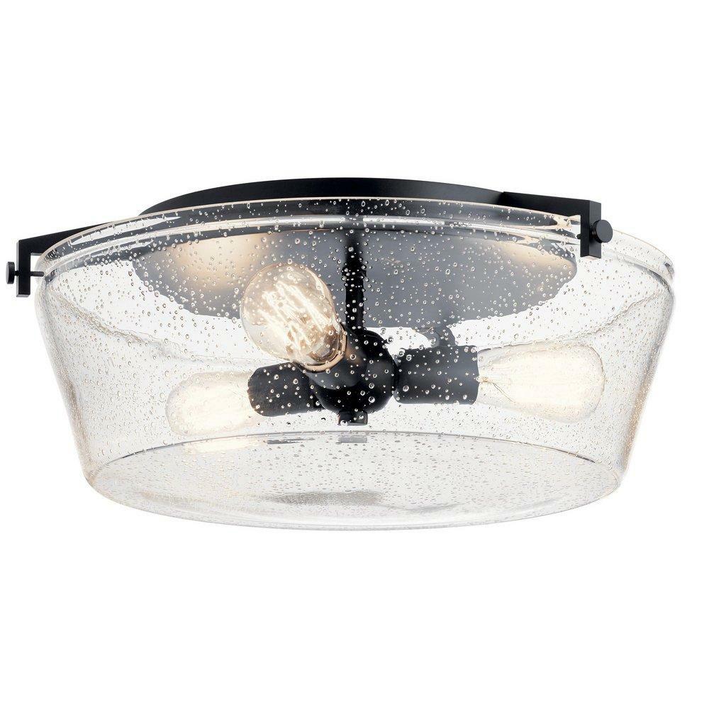 75W 3-Light Medium E-26 Incandescent Flush Mount Ceiling Fixture In Black Ceiling Lighting Black