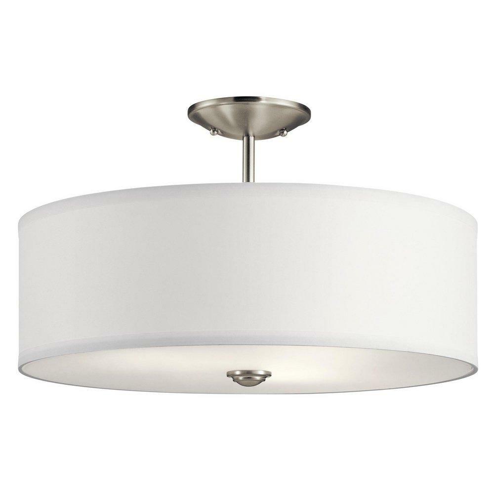 75W 3-Light Medium E-26 Incandescent Semi-Flush Mount Ceiling Fixture In Brushed Nickel Ceiling Lighting Brushed Nickel