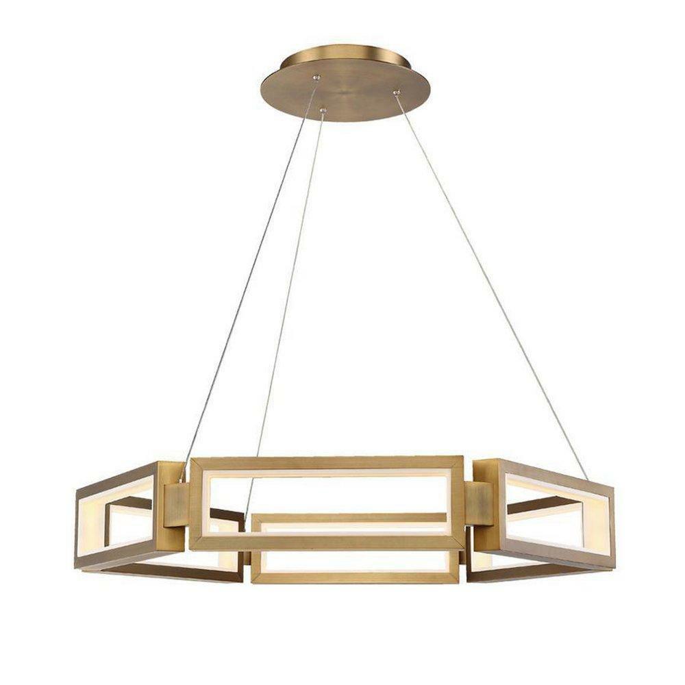 78W 1-Light Led Chandelier In Aged Brass Chandeliers Aged Brass