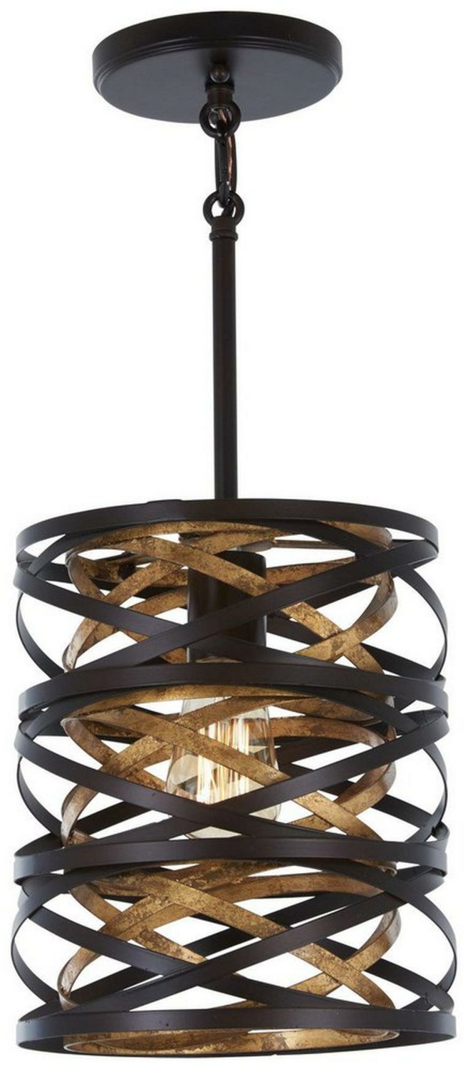 8-1/2 In. 60W 1-Light Medium E-26 Incandescent Pendant In Dark Bronze With Mosaic Gold Indoor Lighting Dark Bronze/Mosaic Gold