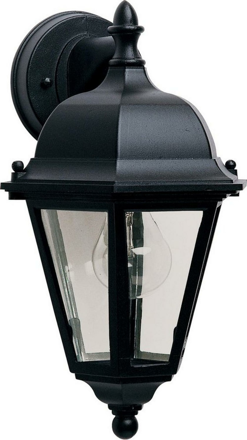 8 In. 100 W 1-Light Medium Lantern In Black Outdoor Lighting Black