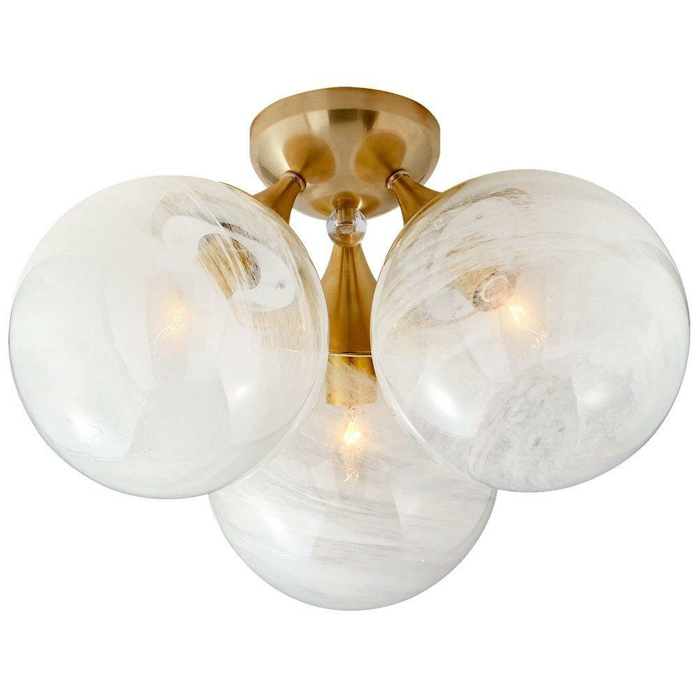 9-3/4 X 15-1/4 In. 40W 3-Light Flush Mount Ceiling Fixture In Hand-Rubbed Antique Brass Ceiling Lighting