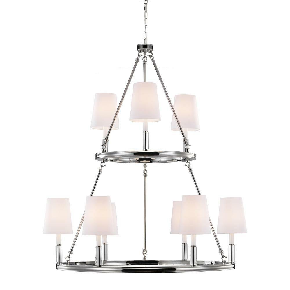 9-Light Chandelier In Polished Nickel And Clear Silver Chandeliers Polished Nickel