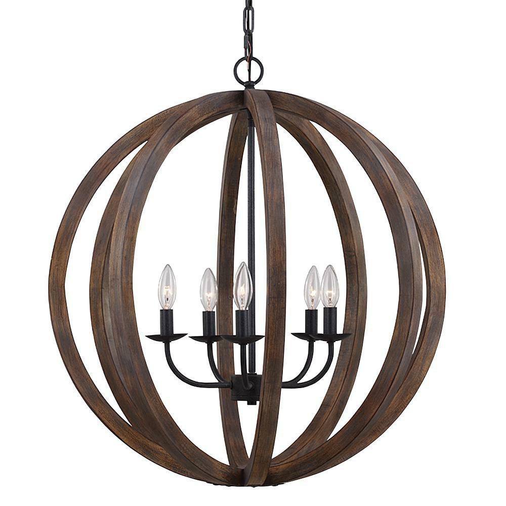 Pendant In Antiqueforgediron Foyer Lighting Weathered Oak Wood/Antique Forged Iron